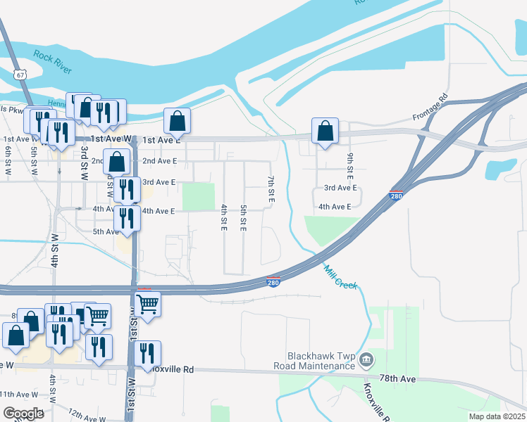 map of restaurants, bars, coffee shops, grocery stores, and more near 336 6th Street East in Milan
