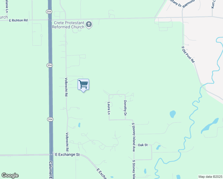 map of restaurants, bars, coffee shops, grocery stores, and more near 1848 Mariom Drive in Crete