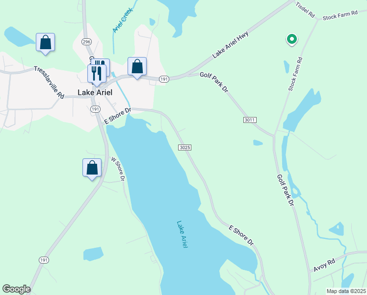 map of restaurants, bars, coffee shops, grocery stores, and more near 285 E Shore Dr in Wayne