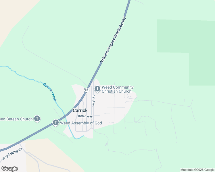 map of restaurants, bars, coffee shops, grocery stores, and more near 19031 2nd Avenue in Weed