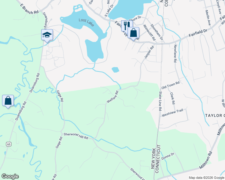 map of restaurants, bars, coffee shops, grocery stores, and more near 9 Shailin Lane in Brewster