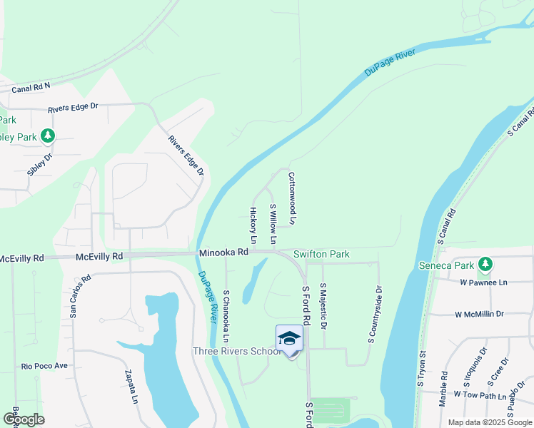 map of restaurants, bars, coffee shops, grocery stores, and more near 23826 South Willow Lane in Minooka