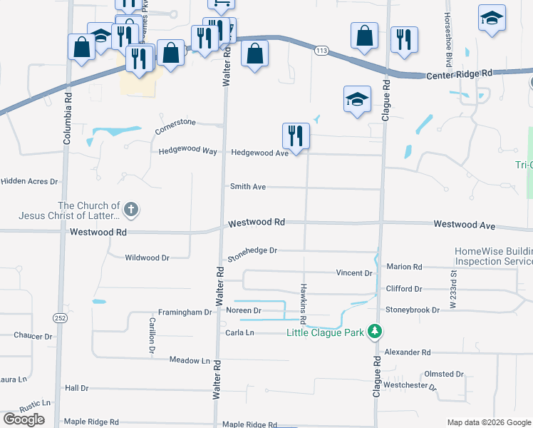 map of restaurants, bars, coffee shops, grocery stores, and more near 24302 Westwood Road in Westlake