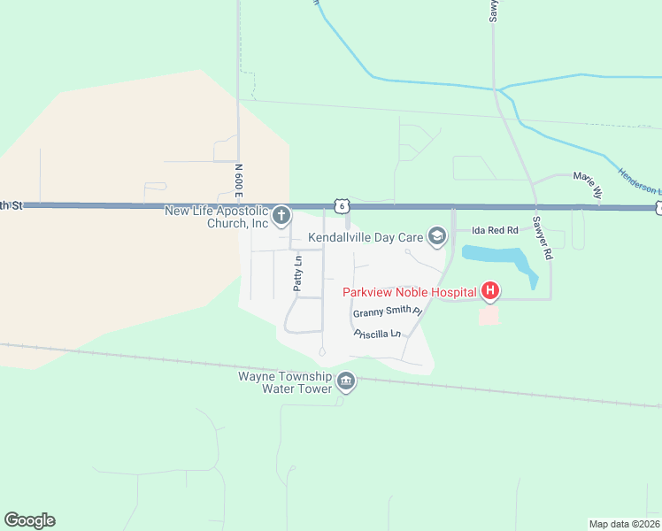 map of restaurants, bars, coffee shops, grocery stores, and more near 510 Meadow Lane in Kendallville
