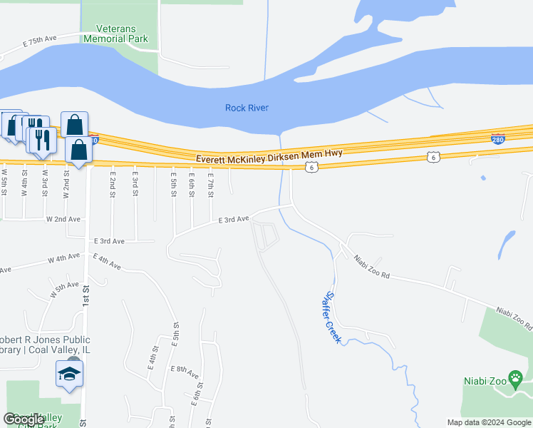 map of restaurants, bars, coffee shops, grocery stores, and more near 11814 78 Avenue in Coal Valley
