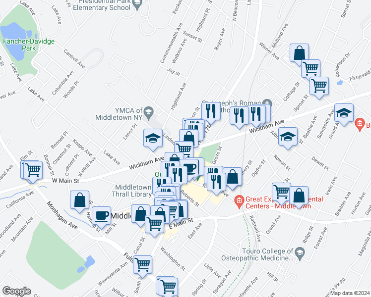 map of restaurants, bars, coffee shops, grocery stores, and more near 3 Groo Street in Middletown