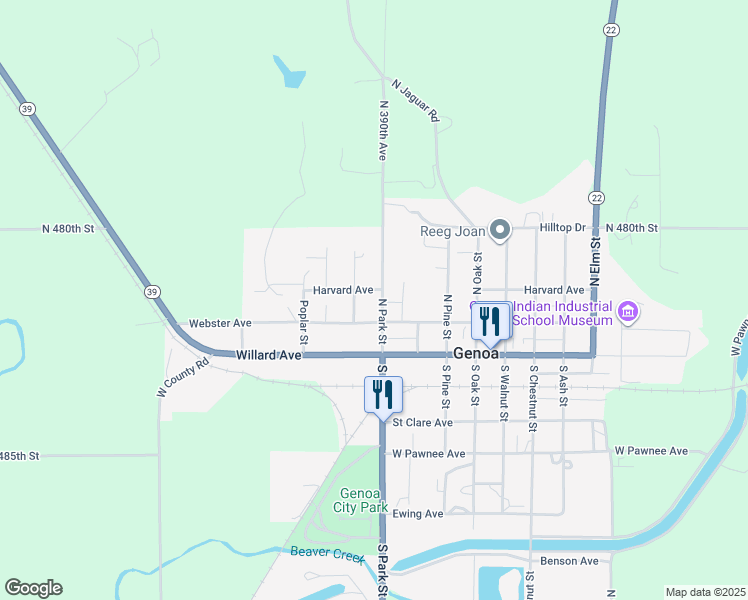 map of restaurants, bars, coffee shops, grocery stores, and more near 401-411 Spruce Street in Genoa
