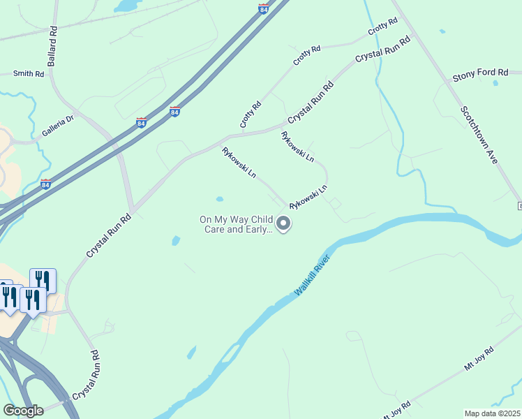 map of restaurants, bars, coffee shops, grocery stores, and more near 21 Riverside Drive in Middletown