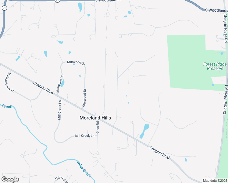 map of restaurants, bars, coffee shops, grocery stores, and more near 3929 Ellendale Road in Moreland Hills
