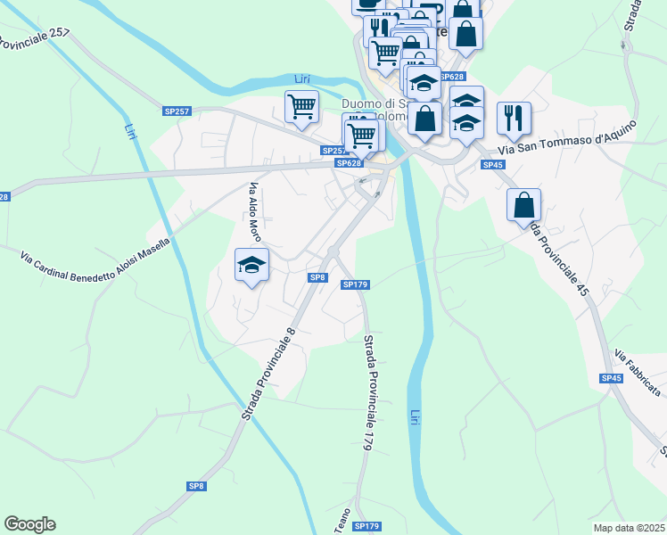map of restaurants, bars, coffee shops, grocery stores, and more near 159 Corso Giuseppe Garibaldi in Pontecorvo