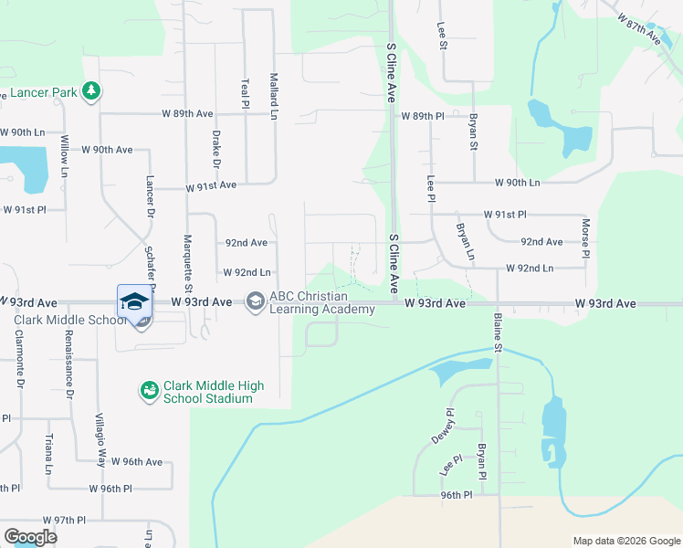 map of restaurants, bars, coffee shops, grocery stores, and more near 2309 West 133rd Avenue in Crown Point