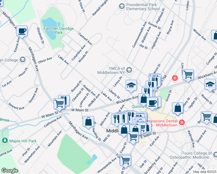 map of restaurants, bars, coffee shops, grocery stores, and more near 10 Lenox Place in Middletown