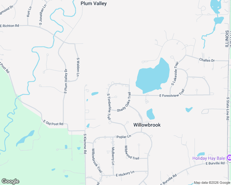 map of restaurants, bars, coffee shops, grocery stores, and more near 2958 Timberline Court in Crete