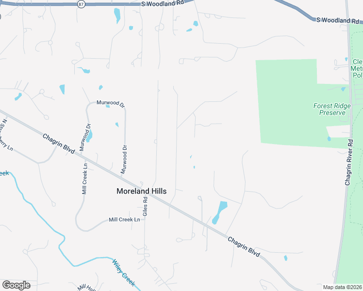 map of restaurants, bars, coffee shops, grocery stores, and more near 3929 Ellendale Road in Moreland Hills