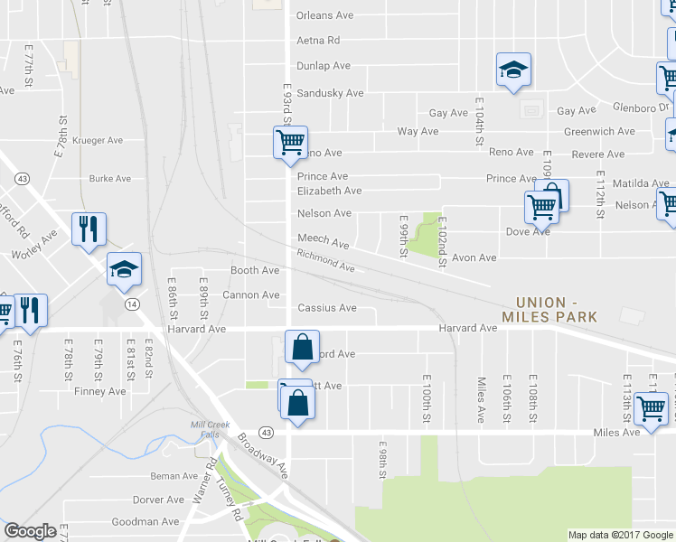 map of restaurants, bars, coffee shops, grocery stores, and more near in Cleveland