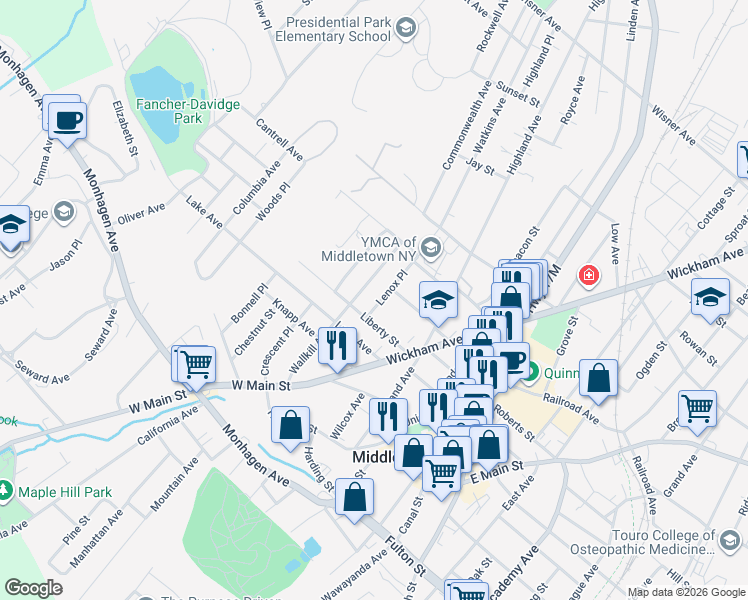 map of restaurants, bars, coffee shops, grocery stores, and more near 10 Lenox Place in Middletown