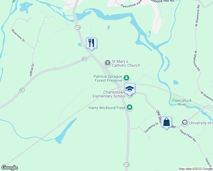 map of restaurants, bars, coffee shops, grocery stores, and more near 10 Old Depot Road in Charlestown