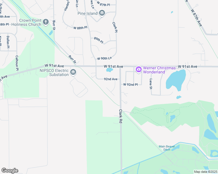 map of restaurants, bars, coffee shops, grocery stores, and more near 4922 West 93rd Court in Crown Point