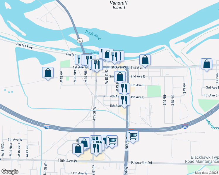 map of restaurants, bars, coffee shops, grocery stores, and more near 307 3rd Street West in Milan