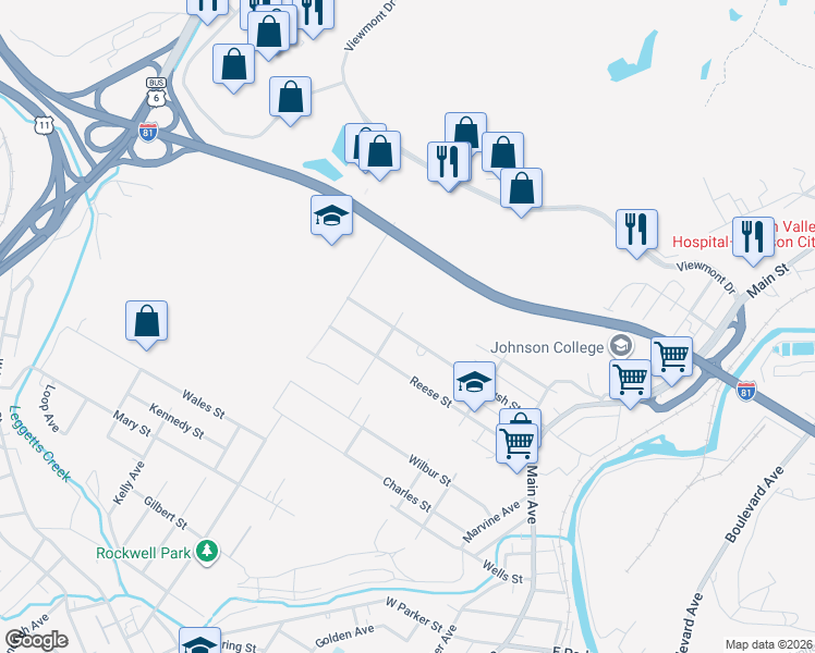 map of restaurants, bars, coffee shops, grocery stores, and more near 452 Greenbush St in Scranton