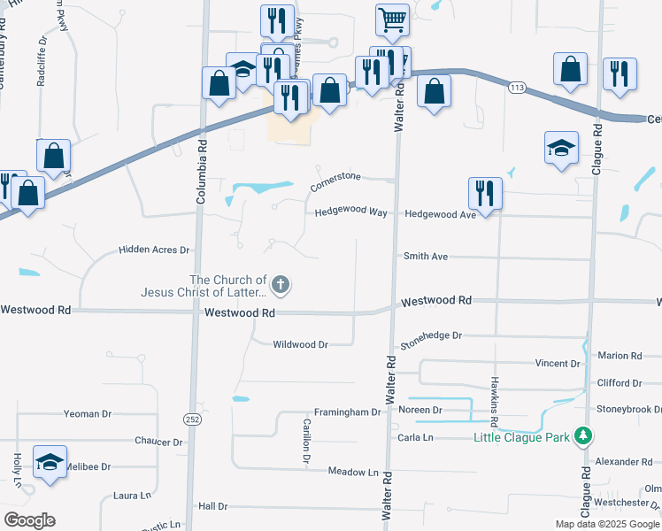 map of restaurants, bars, coffee shops, grocery stores, and more near 2492 Brantwood Drive in Westlake