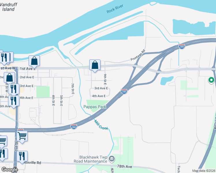 map of restaurants, bars, coffee shops, grocery stores, and more near 905 3rd Avenue East in Milan