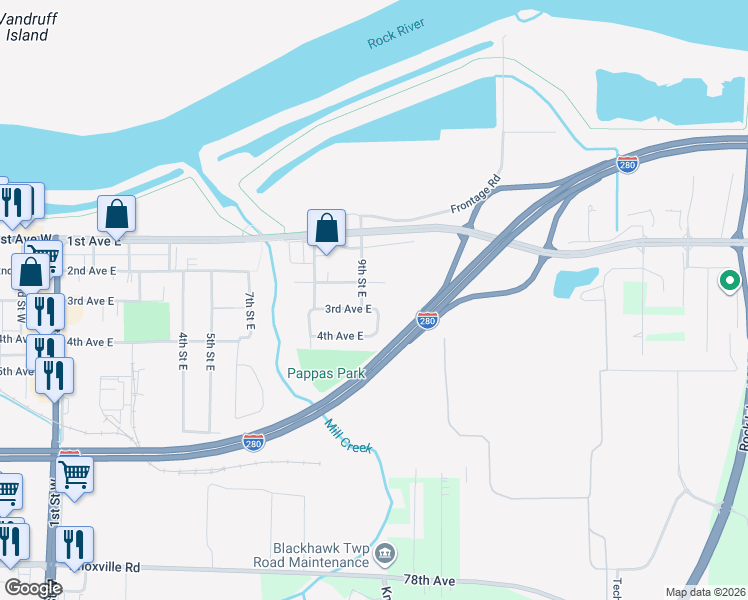 map of restaurants, bars, coffee shops, grocery stores, and more near 905-909 3rd Avenue East in Milan