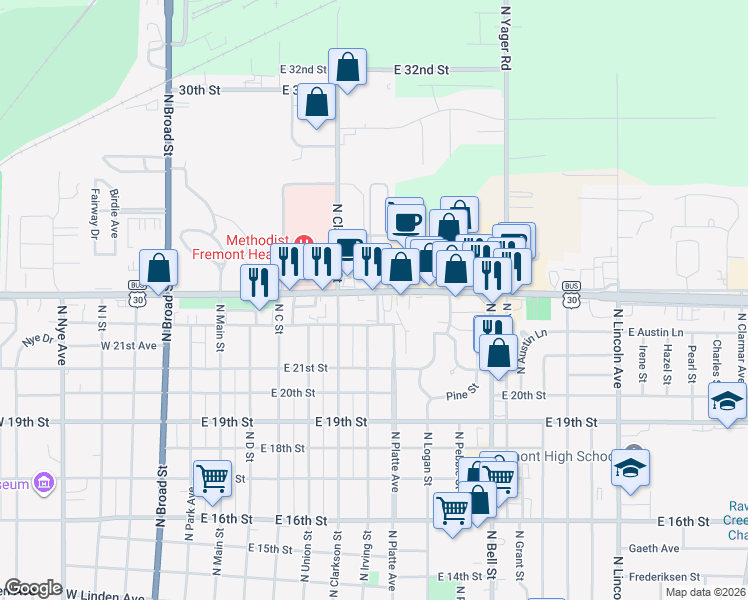 map of restaurants, bars, coffee shops, grocery stores, and more near 633 East 23rd Street in Fremont