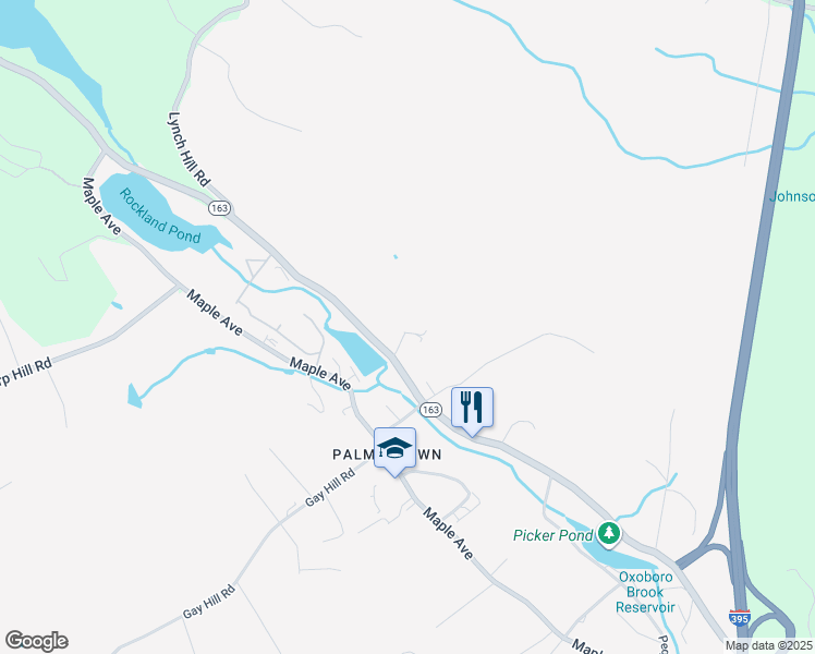 map of restaurants, bars, coffee shops, grocery stores, and more near 315 Connecticut 163 in Montville