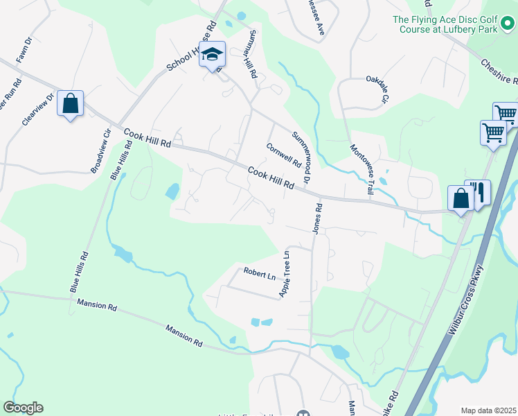 map of restaurants, bars, coffee shops, grocery stores, and more near 20 Hallmark Hill Drive in Wallingford