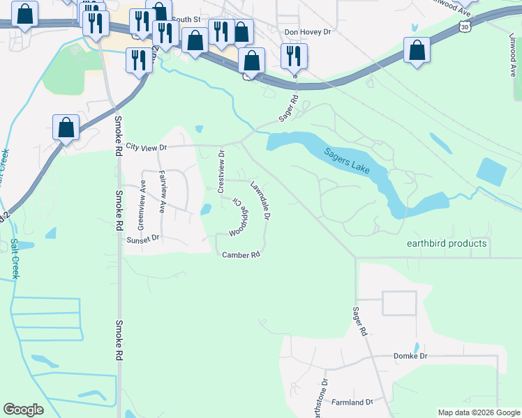 map of restaurants, bars, coffee shops, grocery stores, and more near 1900-2098 Lawndale Drive in Valparaiso