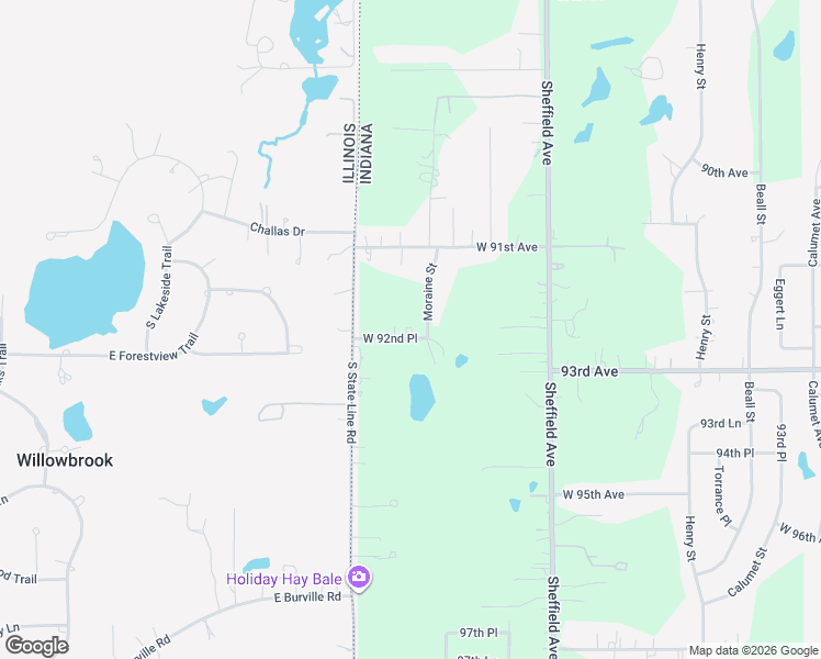 map of restaurants, bars, coffee shops, grocery stores, and more near 15728 West 92nd Place in Dyer