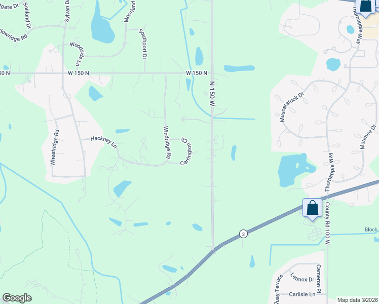 map of restaurants, bars, coffee shops, grocery stores, and more near Carrington Circle in Valparaiso