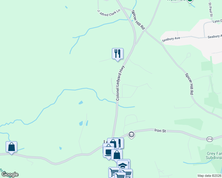 map of restaurants, bars, coffee shops, grocery stores, and more near 807 Colonel Ledyard Highway in Ledyard