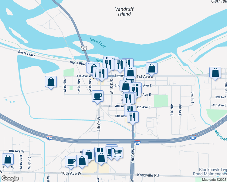 map of restaurants, bars, coffee shops, grocery stores, and more near 307 3rd Street West in Milan