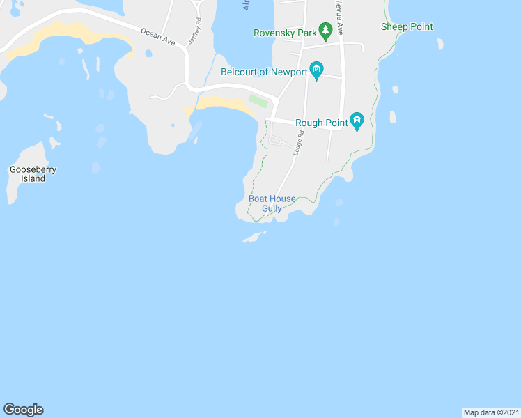 map of restaurants, bars, coffee shops, grocery stores, and more near 61 Ledge Road in Newport