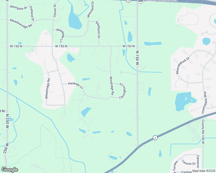 map of restaurants, bars, coffee shops, grocery stores, and more near 124 Windridge Road in Valparaiso