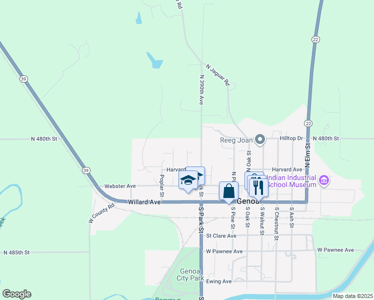 map of restaurants, bars, coffee shops, grocery stores, and more near 411 Spruce Street in Genoa