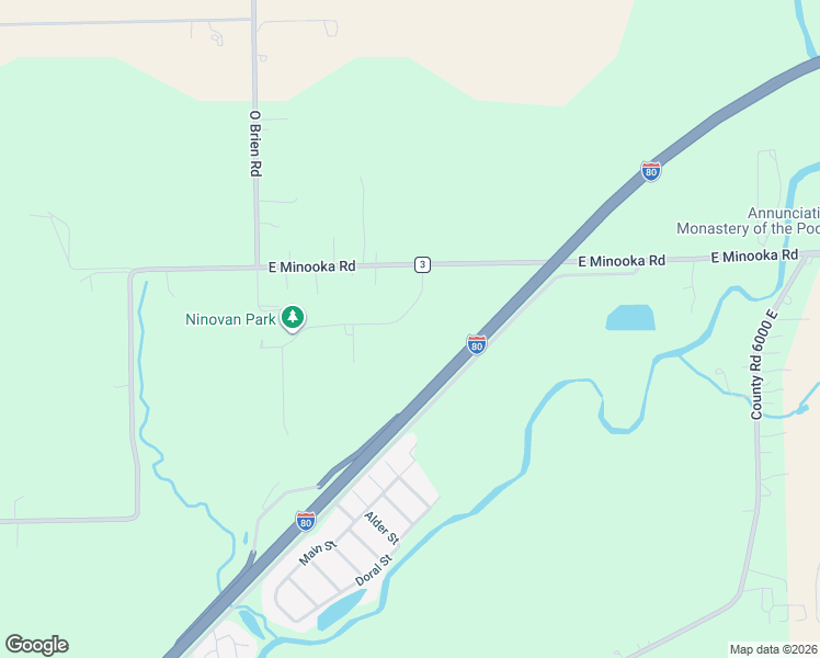 map of restaurants, bars, coffee shops, grocery stores, and more near 2808 Ninovan Lane in Minooka