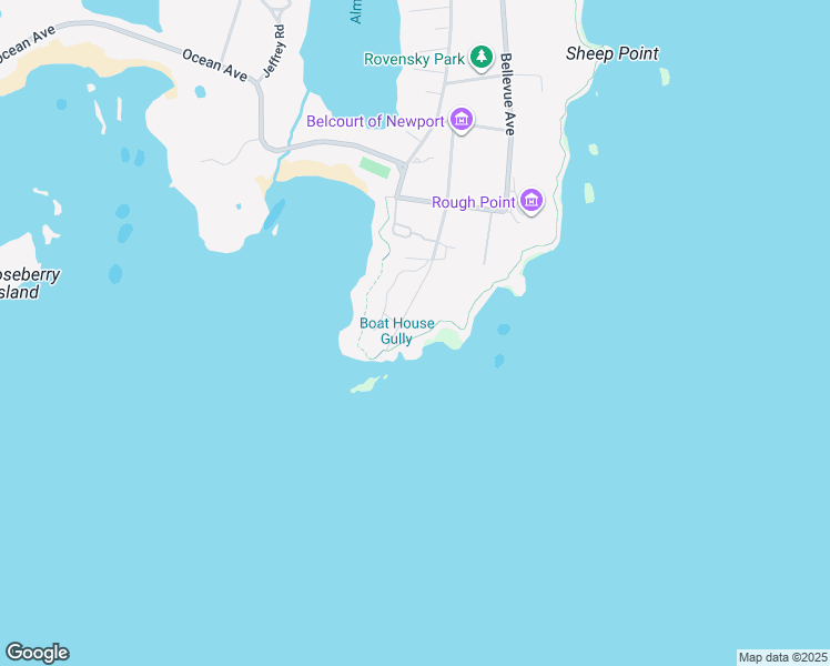 map of restaurants, bars, coffee shops, grocery stores, and more near 42 Ledge Road in Newport