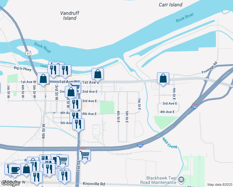 map of restaurants, bars, coffee shops, grocery stores, and more near 337 2nd Avenue East in Milan