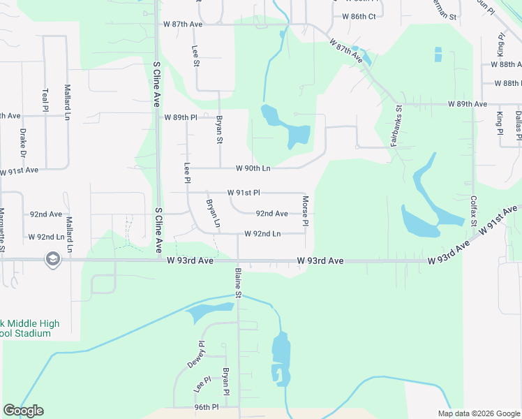 map of restaurants, bars, coffee shops, grocery stores, and more near 7430 West 92nd Avenue in Crown Point