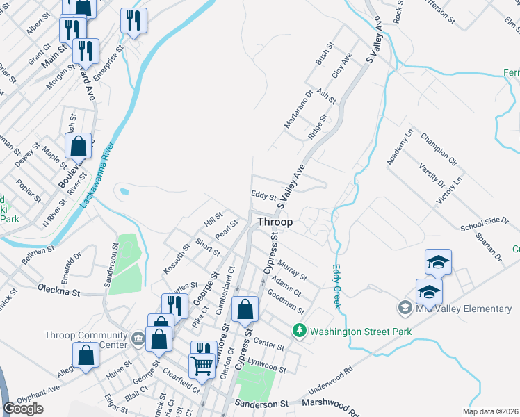 map of restaurants, bars, coffee shops, grocery stores, and more near 901 Franko Street in Throop