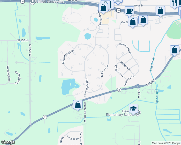 map of restaurants, bars, coffee shops, grocery stores, and more near 1900-1998 Kankakee Court in Valparaiso