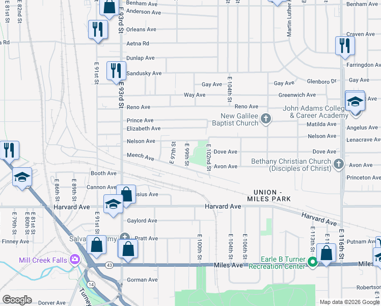 map of restaurants, bars, coffee shops, grocery stores, and more near 10006 Nelson Avenue in Cleveland