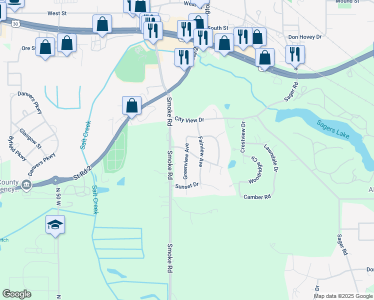 map of restaurants, bars, coffee shops, grocery stores, and more near 1798 Greenview Avenue in Valparaiso