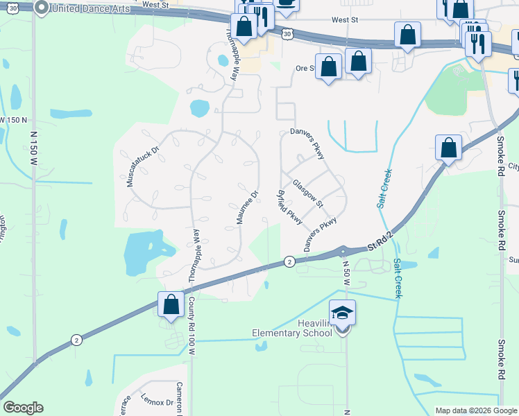 map of restaurants, bars, coffee shops, grocery stores, and more near 1754 Wildcat Court in Valparaiso