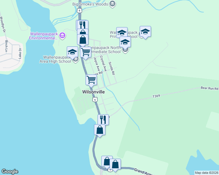map of restaurants, bars, coffee shops, grocery stores, and more near 127 Wilsonville Road in Hawley