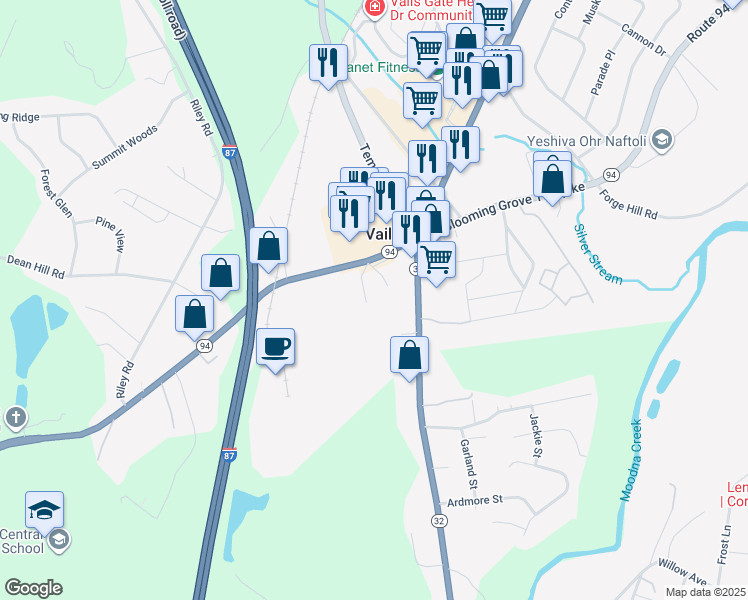 map of restaurants, bars, coffee shops, grocery stores, and more near 1023 New York 94 in New Windsor