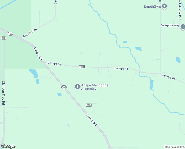 map of restaurants, bars, coffee shops, grocery stores, and more near 14615 Georgia Road in Middlefield